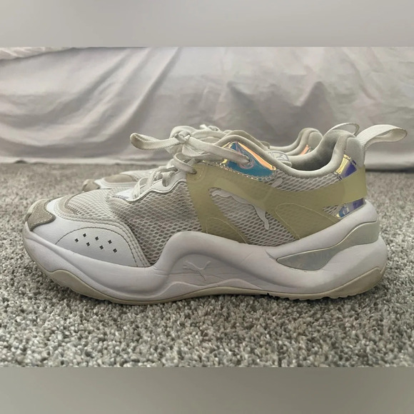Puma Sneaker Shoe Rise Glow White Reflective Iridescent Women’s  Size 8 Retro - Picture 5 of 8